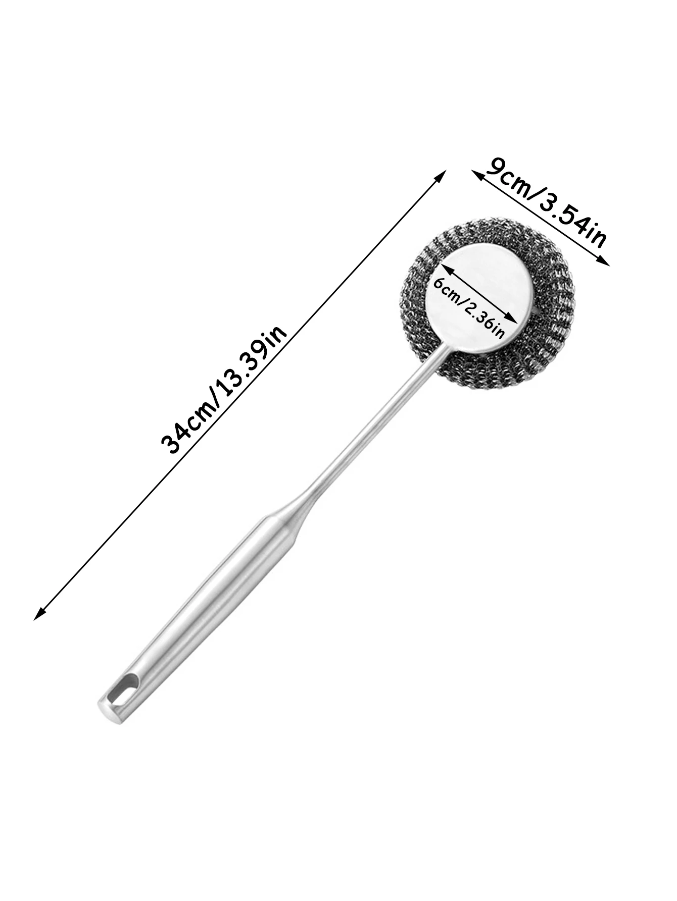 1PC Steel Wool Scrubber with Handle Stainless Steel Cleaning Brushes Cleaning Dishes Stock Pots Pans Griddles Grills