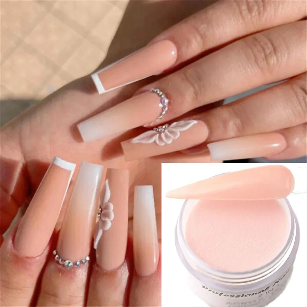 100g/Bag Solid Acrylic Powder White Clear Pink Powder Acrylic Nude Nail Powder Dipping Powder Pigment for Nail Carving Extension