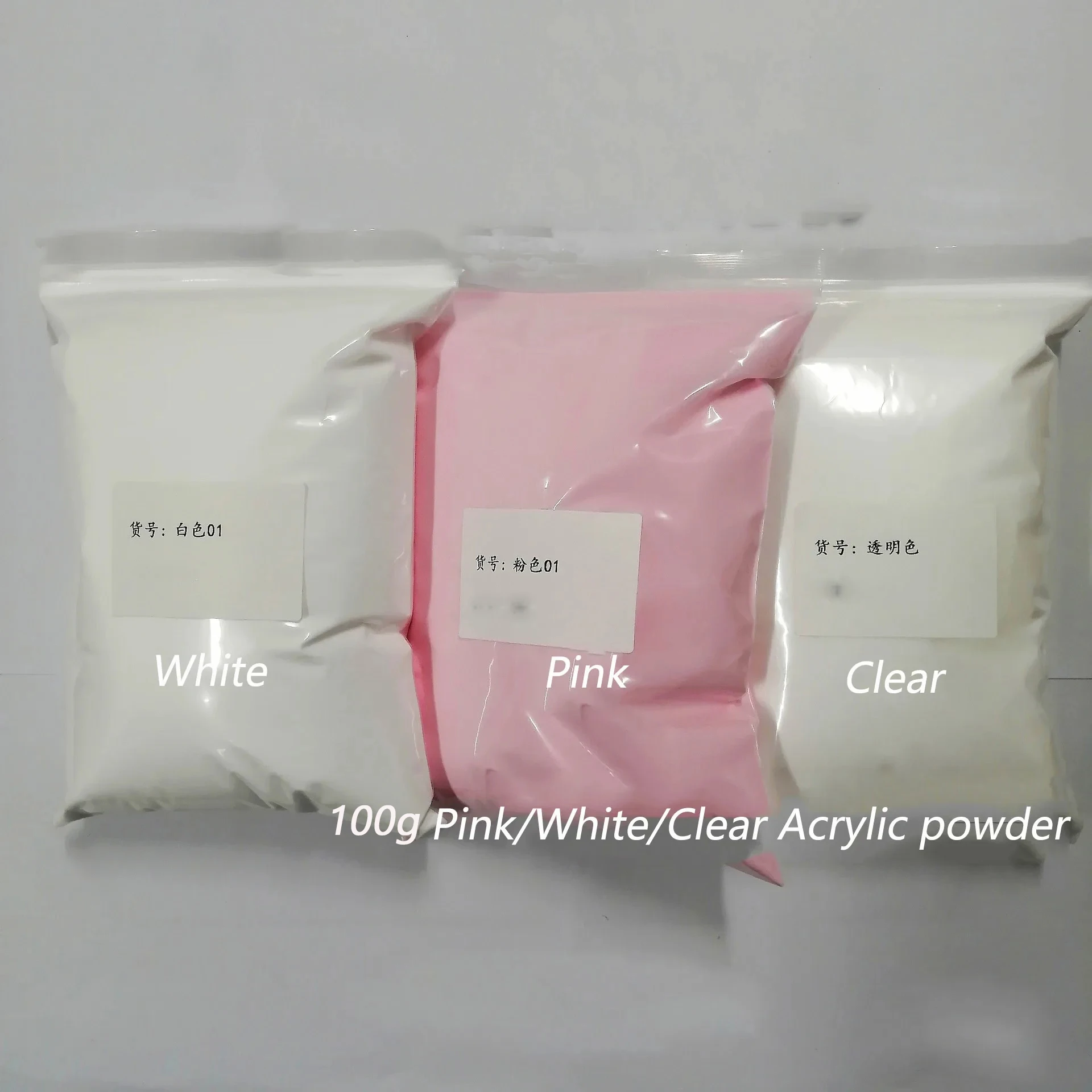 100g/Bag Solid Acrylic Powder White Clear Pink Powder Acrylic Nude Nail Powder Dipping Powder Pigment for Nail Carving Extension