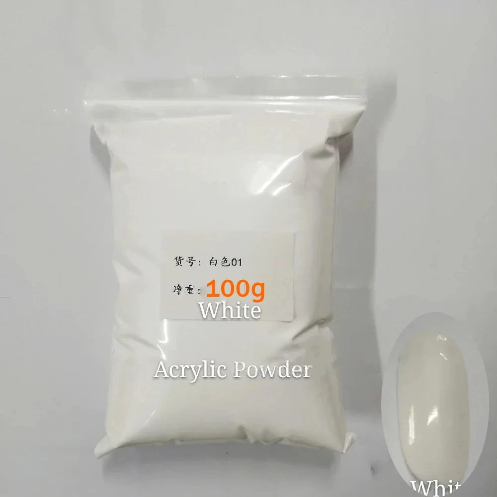 100g/Bag Solid Acrylic Powder White Clear Pink Powder Acrylic Nude Nail Powder Dipping Powder Pigment for Nail Carving Extension