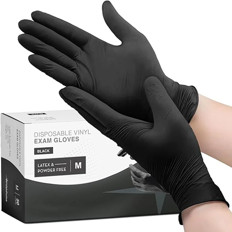 20/50/100PCS Black Nitrile Gloves Disposable Thickened Durable Household Cleaning Gloves for Kitchen Cooking Hair Dyeing Tattoo