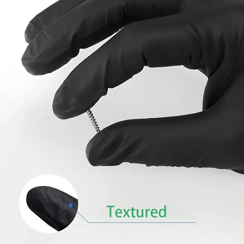 20/50/100PCS Black Nitrile Gloves Disposable Thickened Durable Household Cleaning Gloves for Kitchen Cooking Hair Dyeing Tattoo