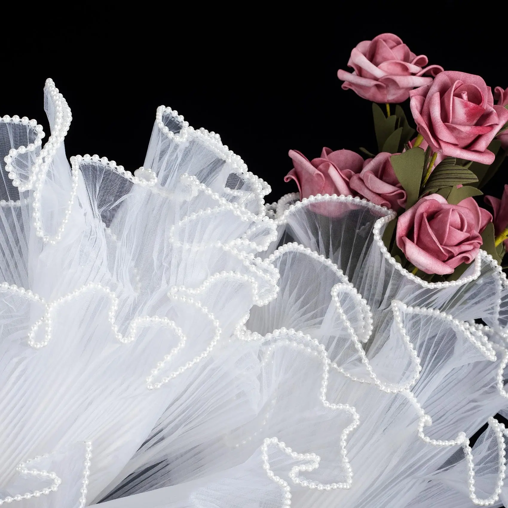 Flower Wrapping Paper Set with Pearl Edges - Includes 1/3 Sheets of White Bouquet Wrapping Paper, Valentine's Flower Wrapping