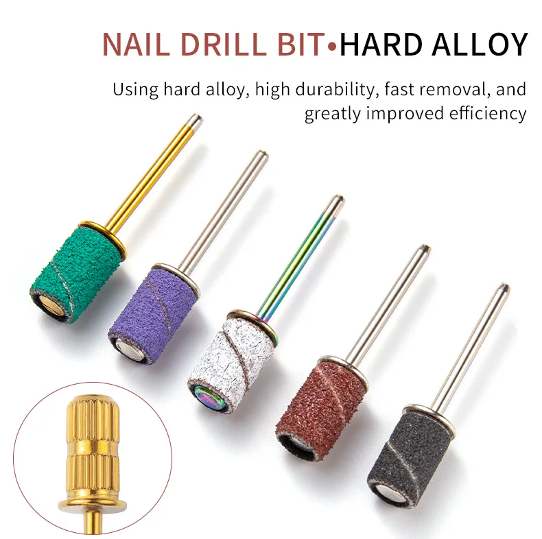 Boxed Nail Sanding Bands With Mandrel Drill Bits for Electric Machine File Grinder Sand Band Set Acrylic Nails Gel Polish Remove