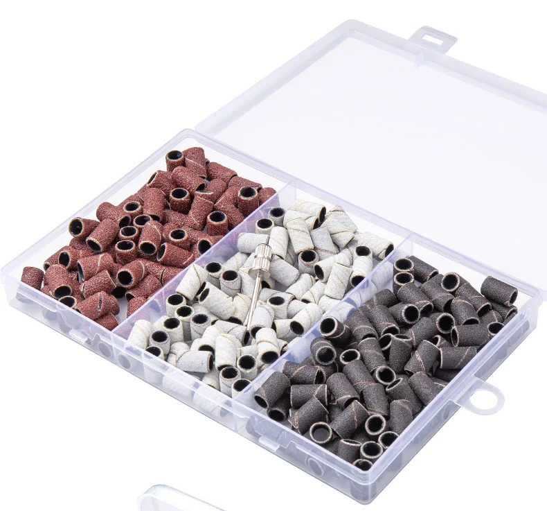 Boxed Nail Sanding Bands With Mandrel Drill Bits for Electric Machine File Grinder Sand Band Set Acrylic Nails Gel Polish Remove
