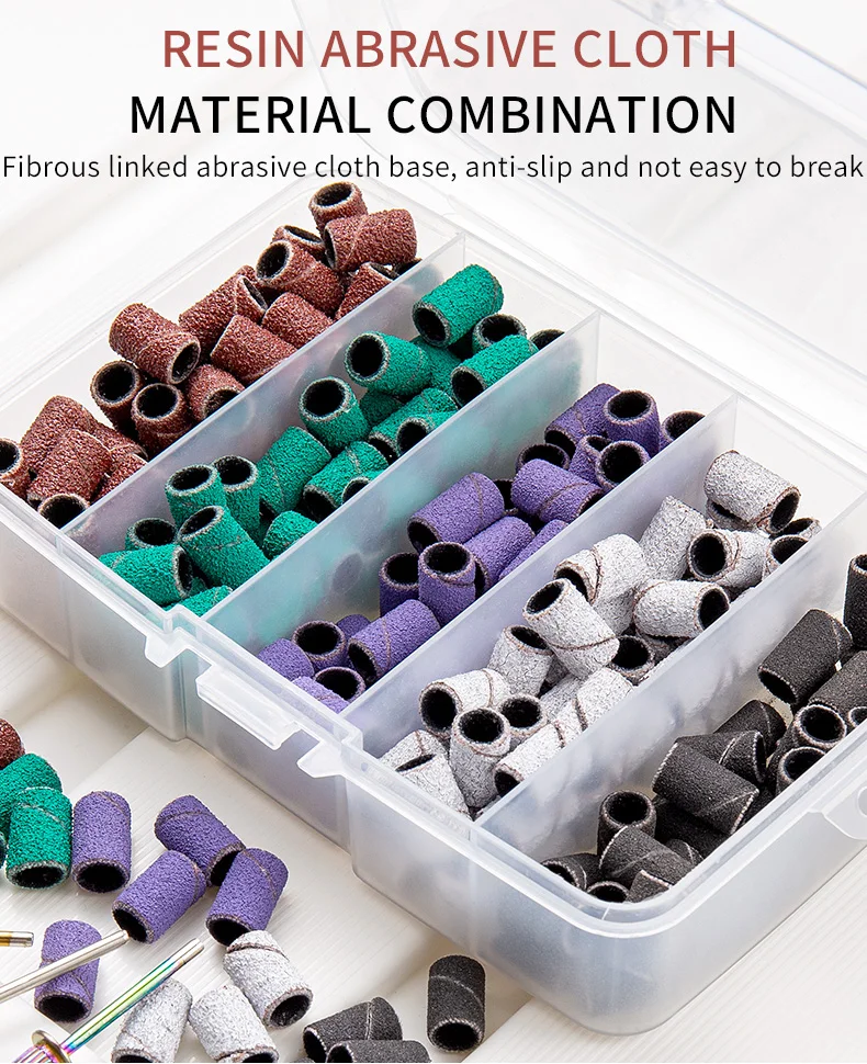 Boxed Nail Sanding Bands With Mandrel Drill Bits for Electric Machine File Grinder Sand Band Set Acrylic Nails Gel Polish Remove