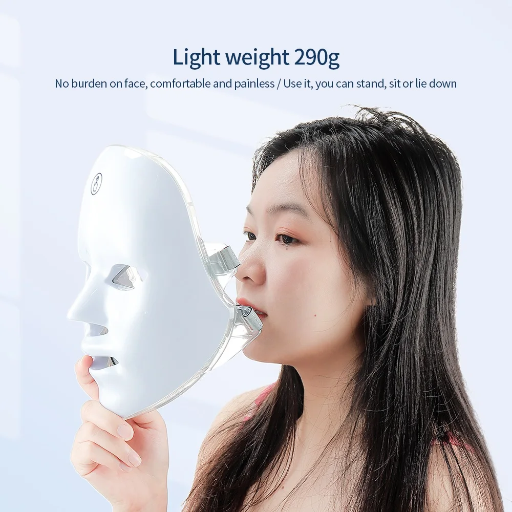 Face and Neck Beauty Machine LED Facial Mask Photon Neck Mask with 7 Colors Skin Care Massager
