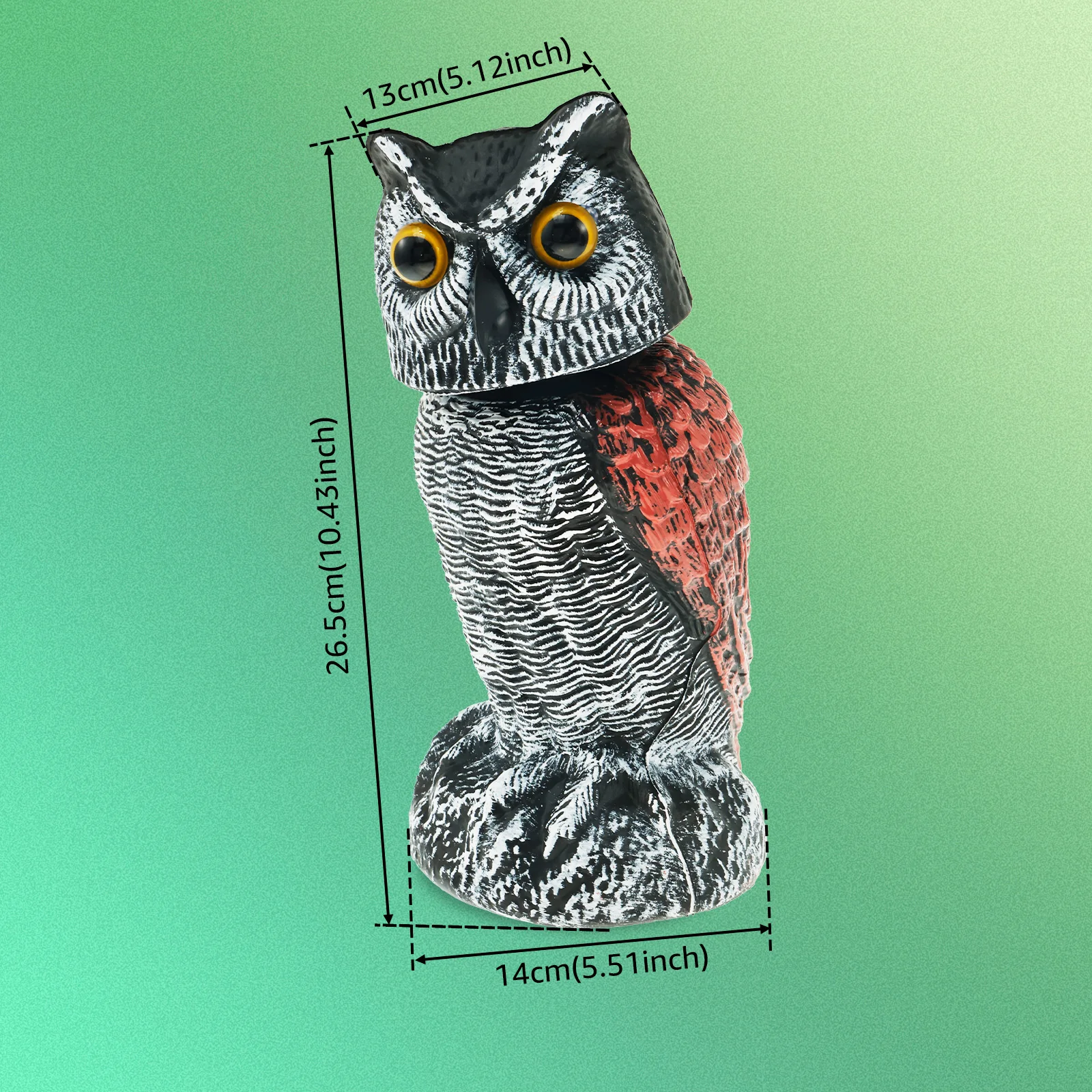 Realistic Solar Fake Owl Decoy Plastic Owl Scarecrow Sculpture with Red Flashing Eyes and Sound For Garden Yard Scare Birds Away