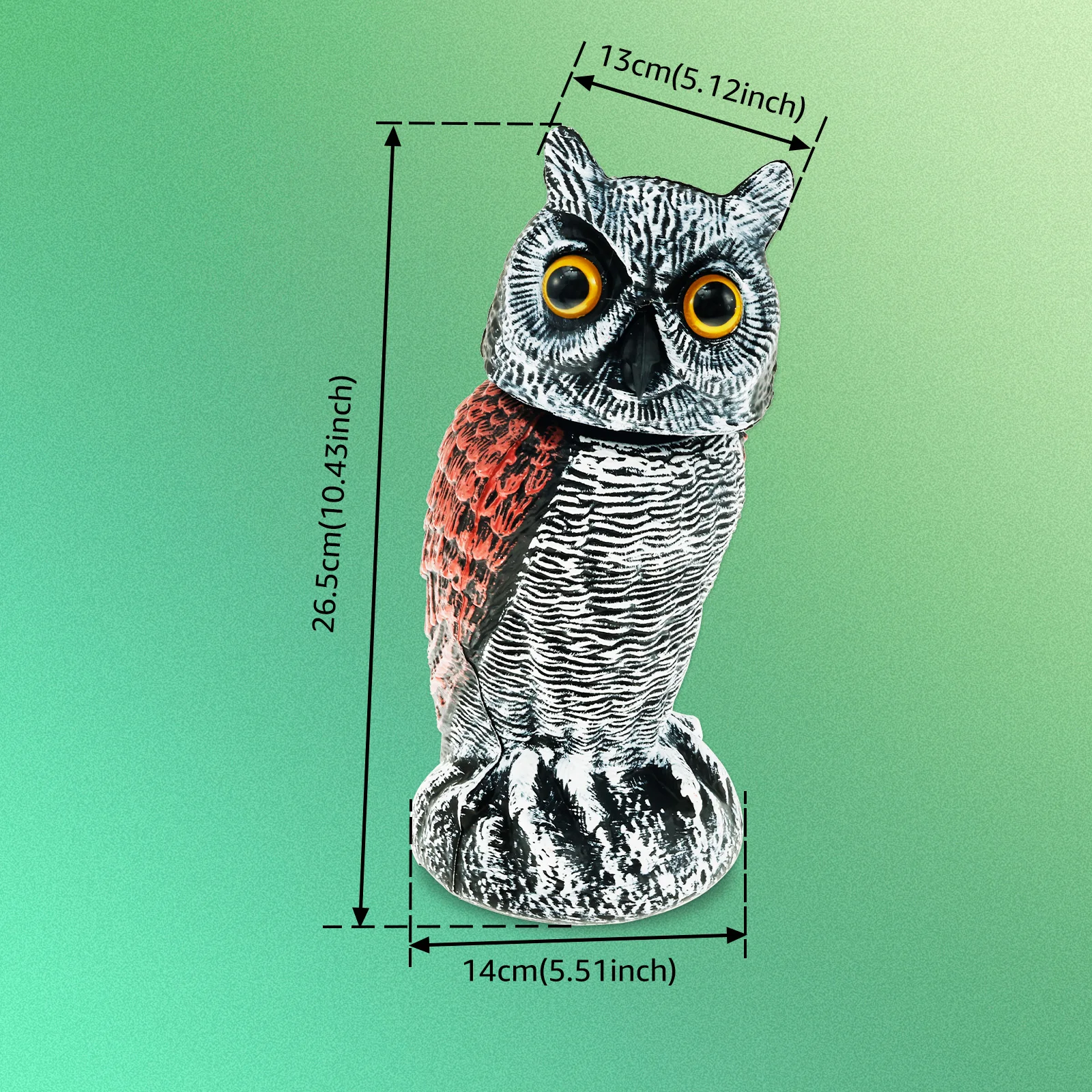 Realistic Solar Fake Owl Decoy Plastic Owl Scarecrow Sculpture with Red Flashing Eyes and Sound For Garden Yard Scare Birds Away