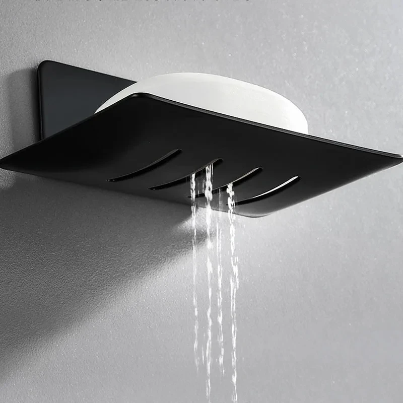 Stainless Steel Soap Holder Bathroom Soap Dish With Drain Water No Drilling Wall Mounted Soap Box Bathroom Accessories