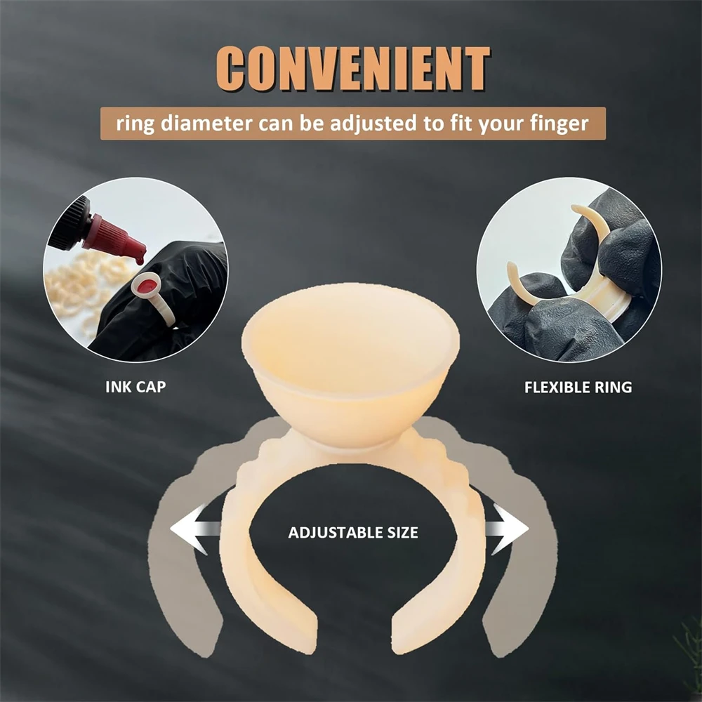 100/300/500pcs Disposable Ring Tattoo Ink Cups Soft Silicone Pigment Container Portable Microblading Permanent Tattoo Accessory