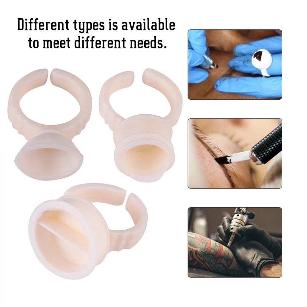 100/300/500pcs Disposable Ring Tattoo Ink Cups Soft Silicone Pigment Container Portable Microblading Permanent Tattoo Accessory