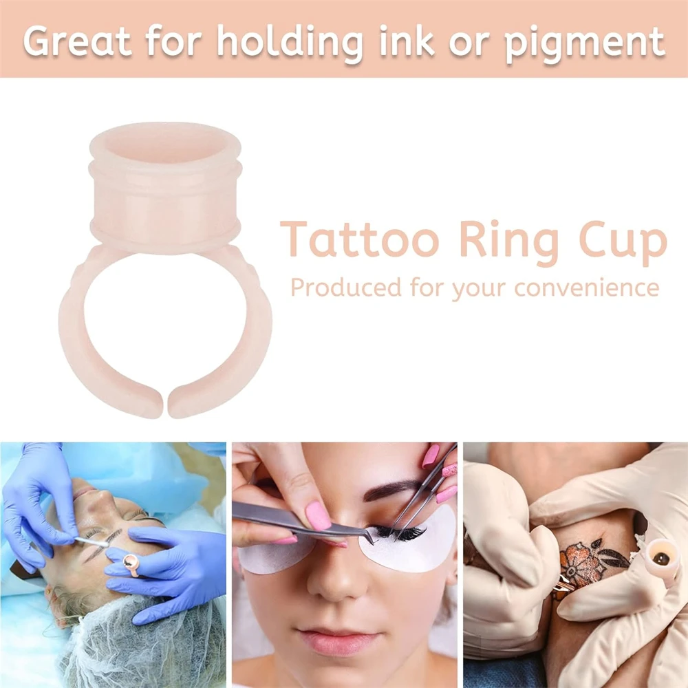 100/300/500pcs Disposable Ring Tattoo Ink Cups Soft Silicone Pigment Container Portable Microblading Permanent Tattoo Accessory