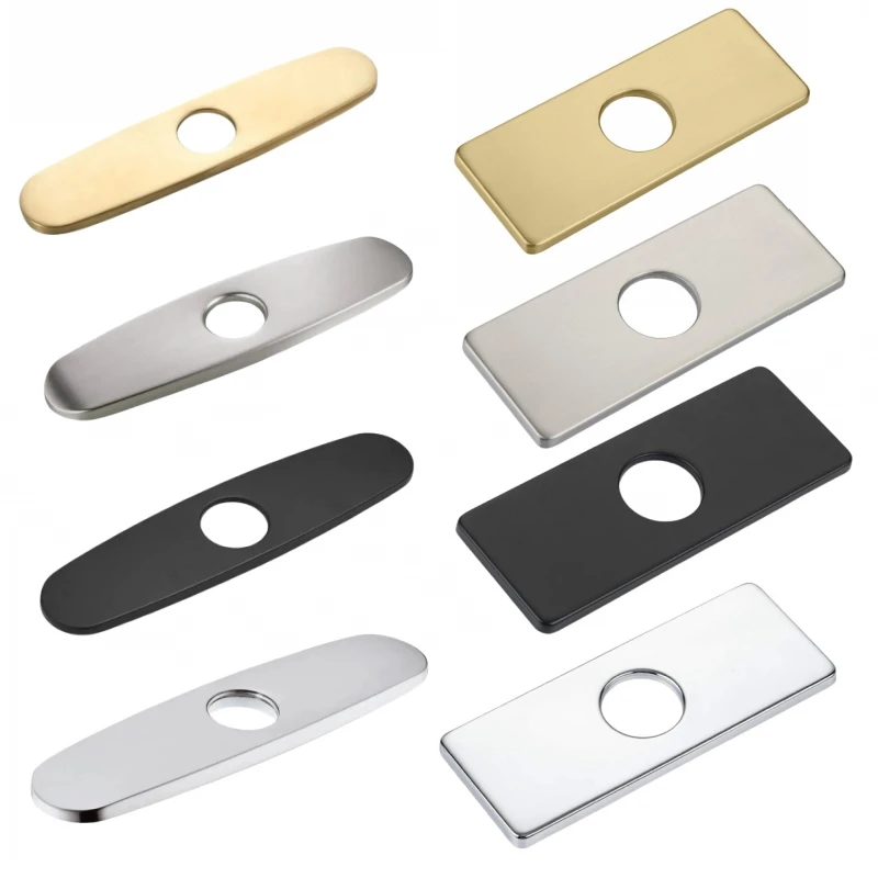 Faucet Plate Hole Square/Oval Tap Cover Deck Plate Stainless Steel Bathroom Kitchen Sink For Most Single Hole Faucet