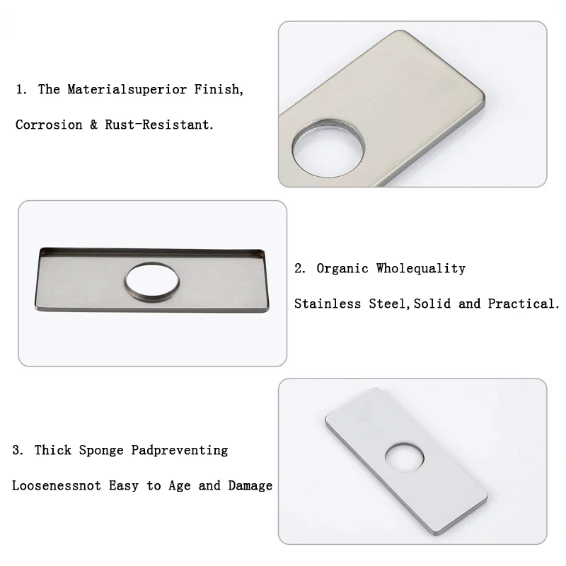 Faucet Plate Hole Square/Oval Tap Cover Deck Plate Stainless Steel Bathroom Kitchen Sink For Most Single Hole Faucet