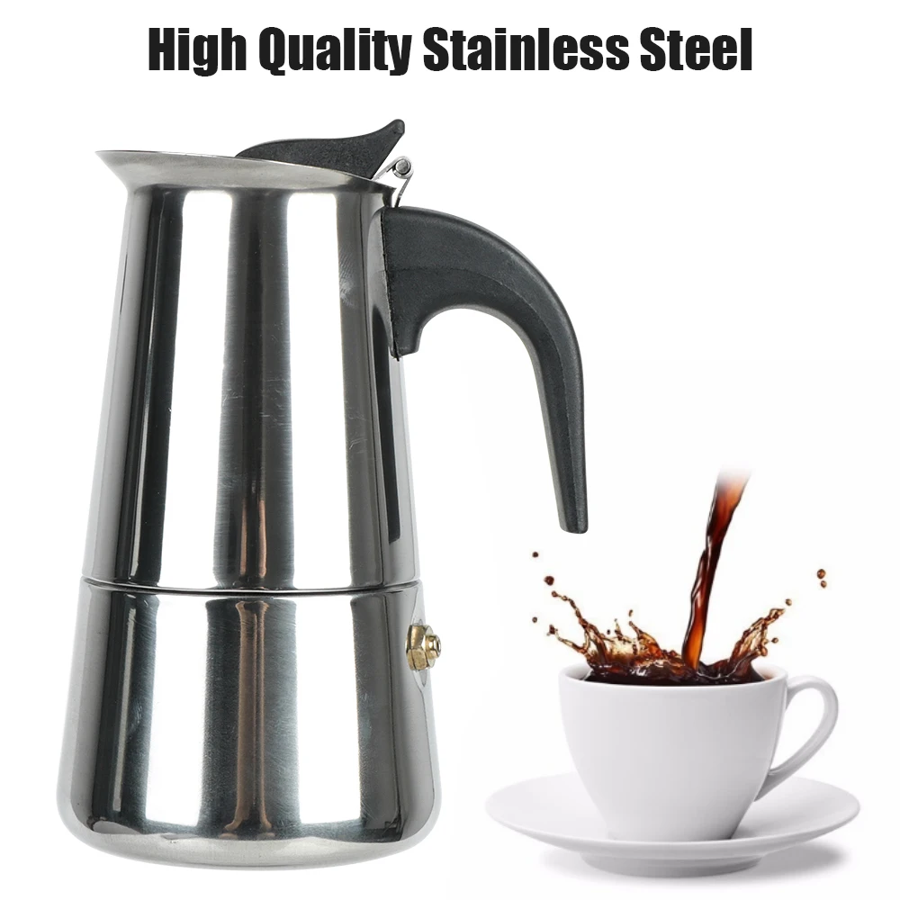 Stainless Steel Moka Coffee Maker Coffee Maker Pot Coffee Pot for Kitchen Mocha Espresso Latte Stovetop Filter 2/4/6/9 Cups