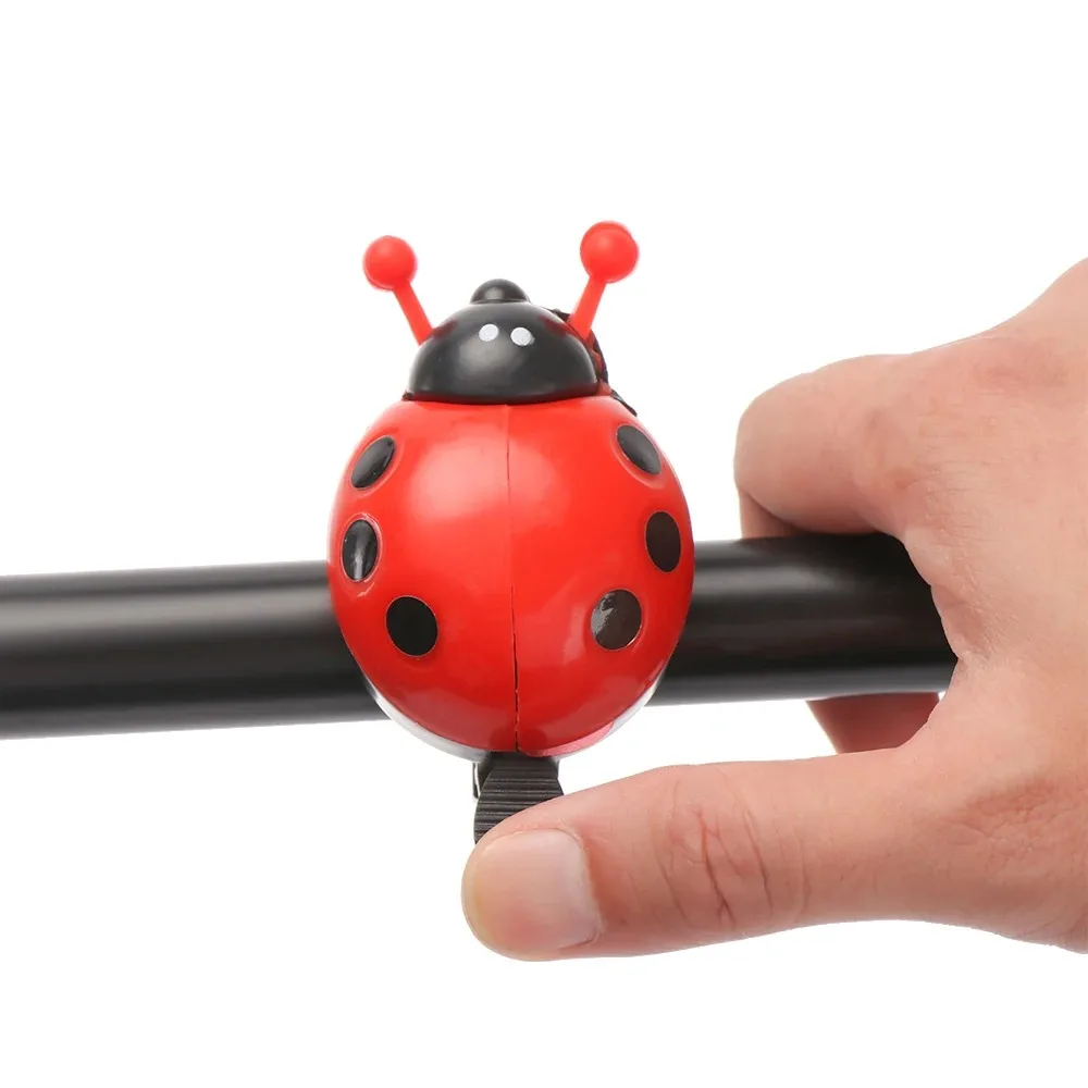Cute Cartoon Ladybug Shaped Bike Bell Children Balance Car Bicycle Hand Press Small Bells Easy Operation Sports Bike Accessories