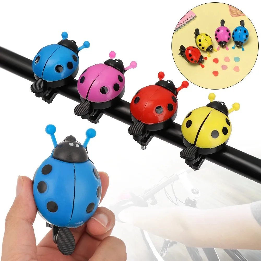 Cute Cartoon Ladybug Shaped Bike Bell Children Balance Car Bicycle Hand Press Small Bells Easy Operation Sports Bike Accessories