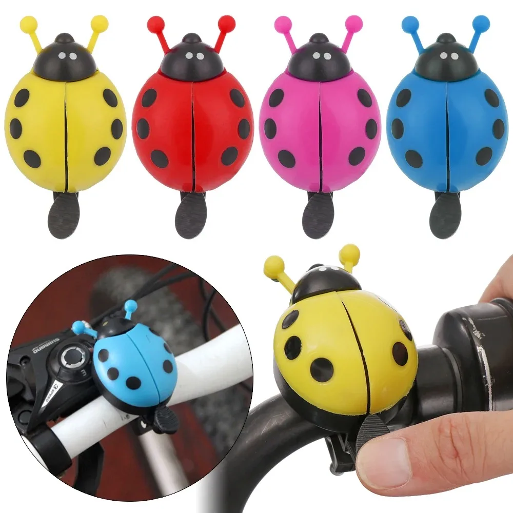 Cute Cartoon Ladybug Shaped Bike Bell Children Balance Car Bicycle Hand Press Small Bells Easy Operation Sports Bike Accessories