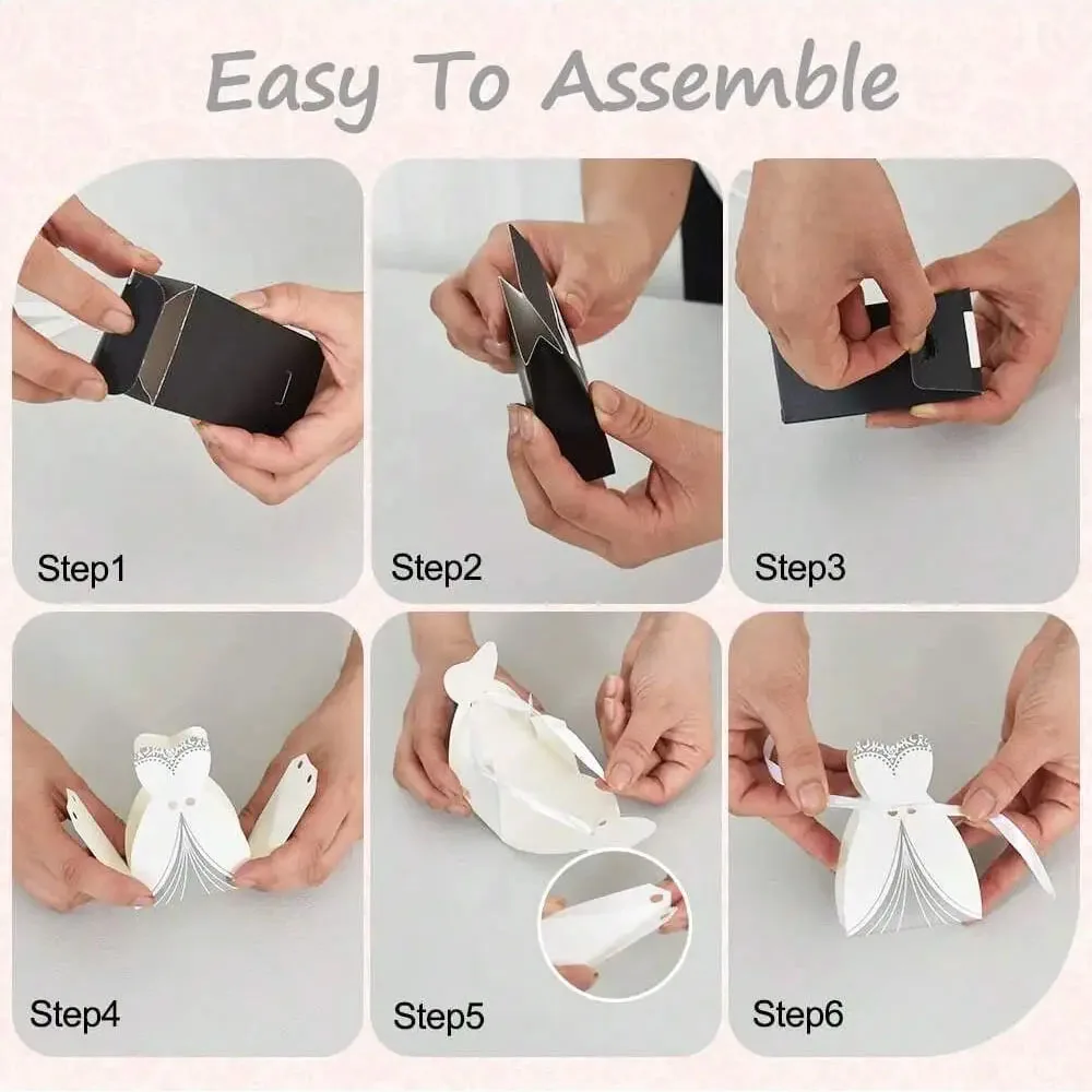 50pcs Wedding Favor Boxes Small Wedding Party Favor Boxes Bride and Groom Candy Boxes for Dress and Tuxedo Favor Boxes