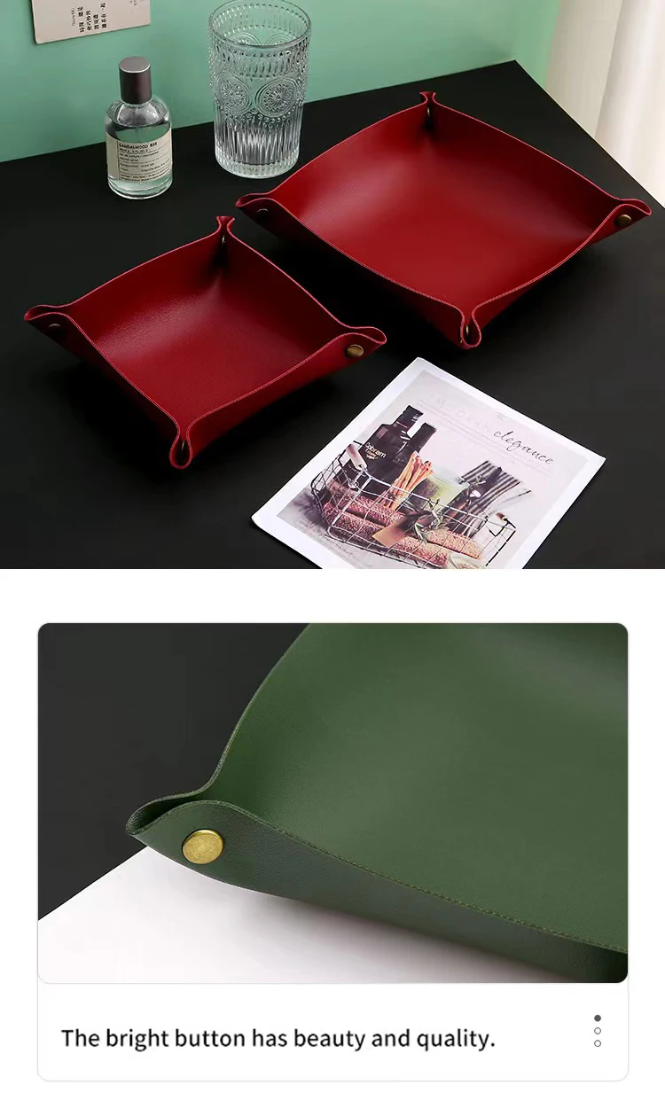 Living Room Entrance Key Storage Box Leather Desktop Cosmetics Storage Box Sundry European Tray Storage Box