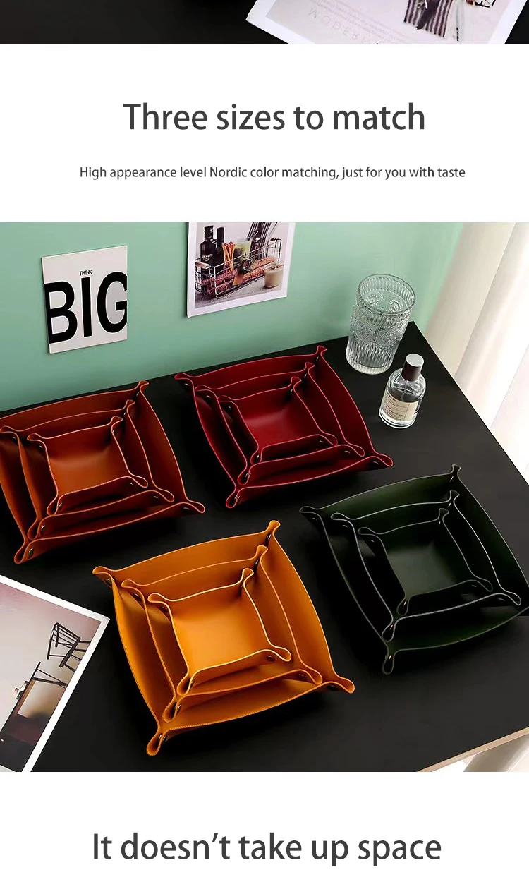 Living Room Entrance Key Storage Box Leather Desktop Cosmetics Storage Box Sundry European Tray Storage Box