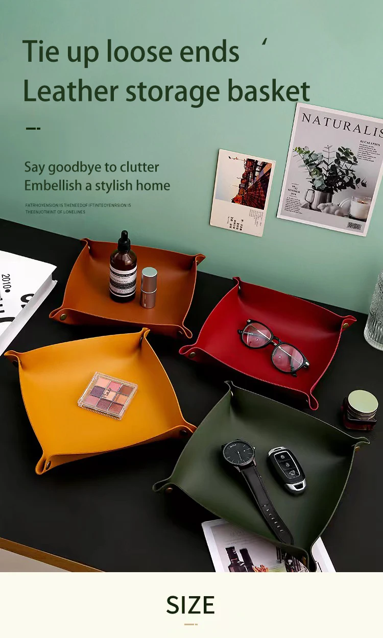 Living Room Entrance Key Storage Box Leather Desktop Cosmetics Storage Box Sundry European Tray Storage Box