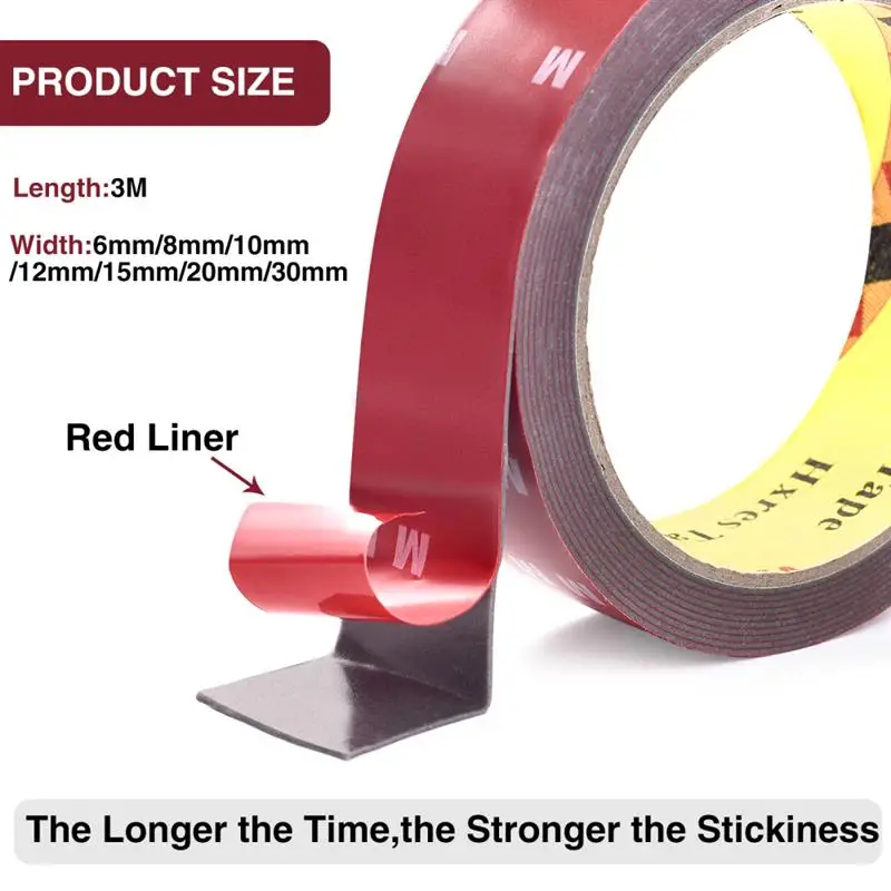 3Meters Ultra-Strong Double Sided Adhesive 6-30mm Thickness Acrylic Foam Adhesive Tape Sticker For Car Home High Temperature