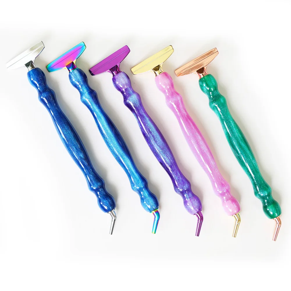 5D Diamond Painting Tool Crystal Point Drills Pen With Purple Metal Point Drill Heads Multi Placer Pen Tip And Clay Accessories