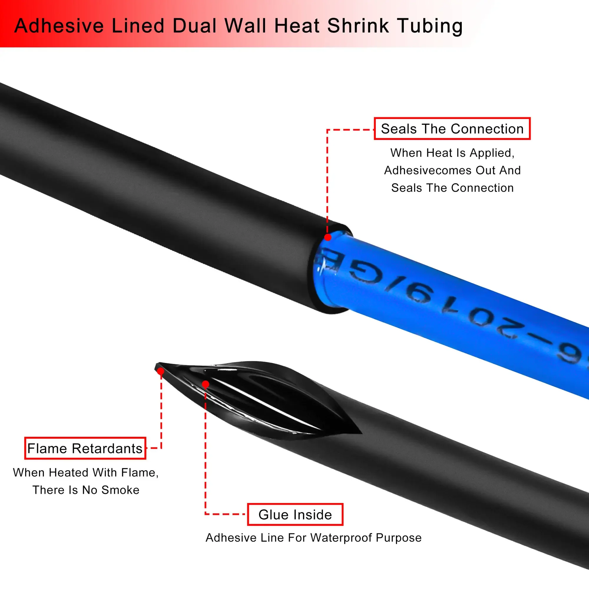 1M 4:1 Heat Shrink Tube With Glue Thermoretractile Heat Shrinkable Tubing Dual Wall 4/6/8/12/16/20MM