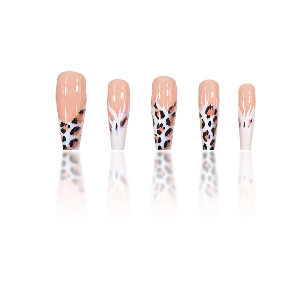 24 pieces of short square fake nails, featuring a halo dyed gradient heart and a colorful French design in European and American