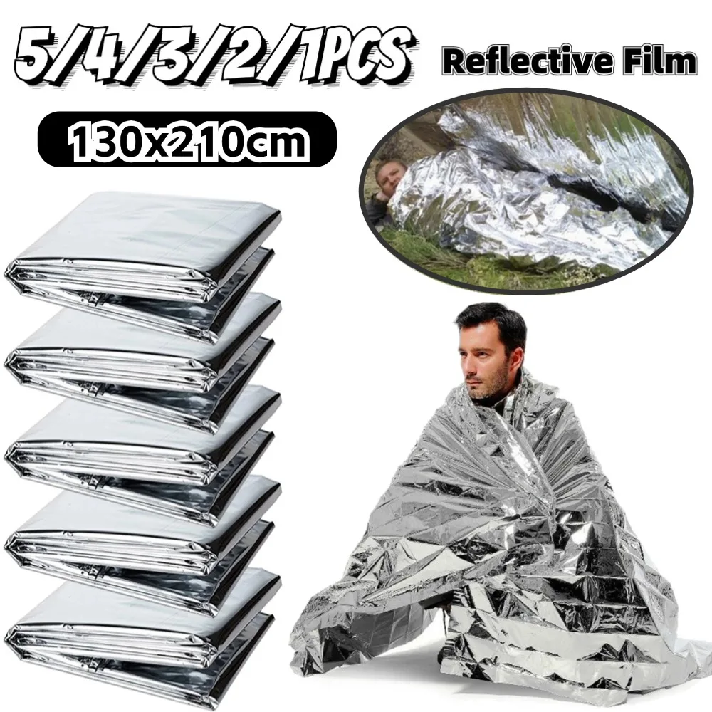 130x210cm Gigantic Space Blanket Emergency Supplies Foil Mylar Thermal Blanket Silver Foil Blanket Perfect for Hiking Marathons