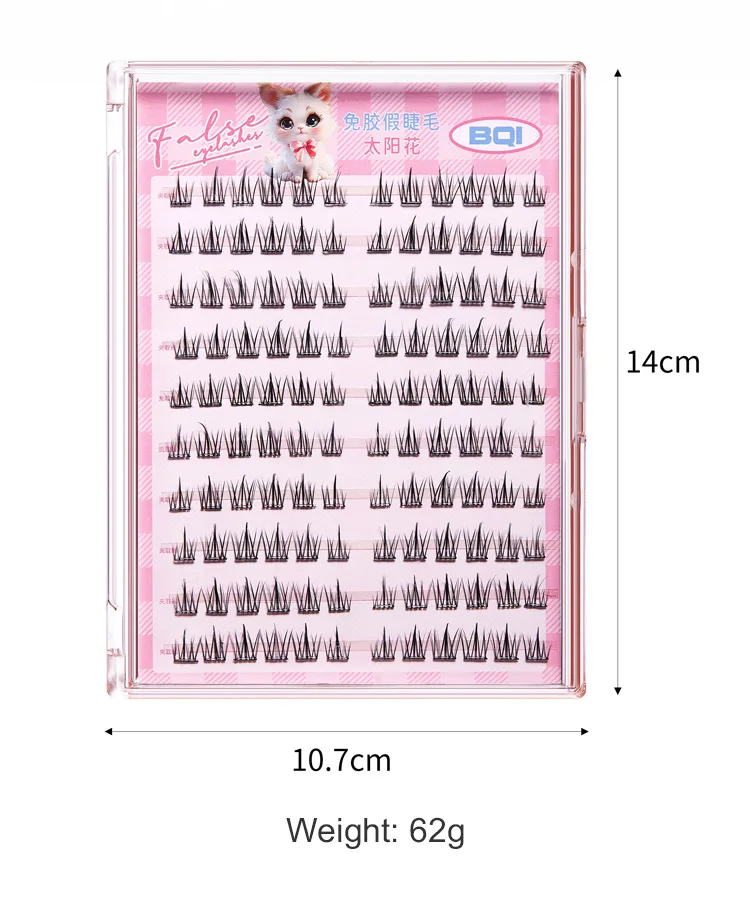 10 Rows of Large Capacity Glue-free False Eyelashes Single Cluster 10-12MM C-curled Natural Self-adhesive false Eyelashes