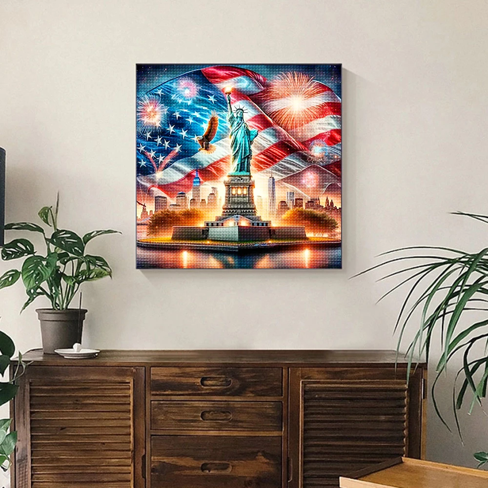 New Collection 2024 Diamond Embroidery Eagle and National Flag Scenery Mosaic Diamond Painting Scenery Art Kits Home Decor Gift