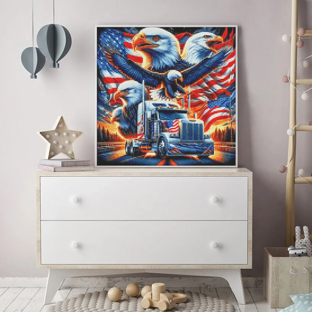 New Collection 2024 Diamond Embroidery Eagle and National Flag Scenery Mosaic Diamond Painting Scenery Art Kits Home Decor Gift