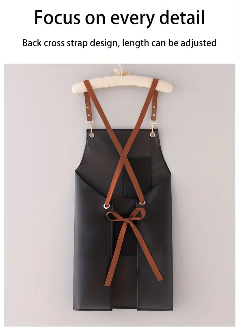 New Apron Waterproof And Oil-proof Strap Fashionable Korean-style Overalls Household Kitchen Cooking Women's TPU Work Clothes