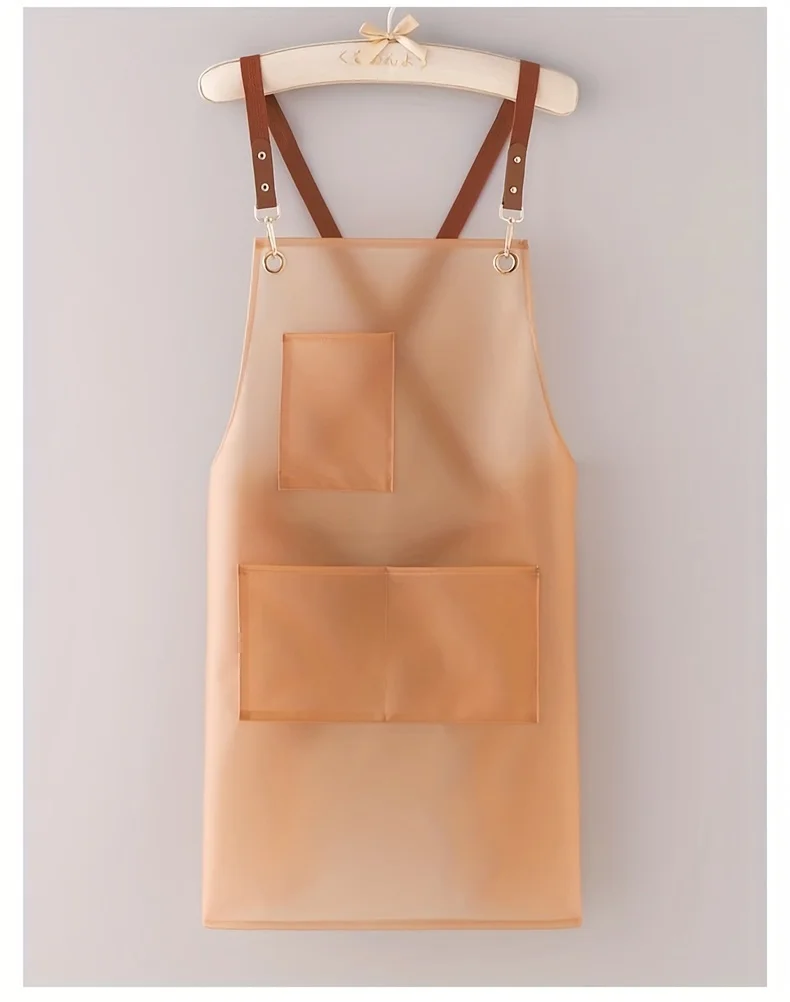 New Apron Waterproof And Oil-proof Strap Fashionable Korean-style Overalls Household Kitchen Cooking Women's TPU Work Clothes