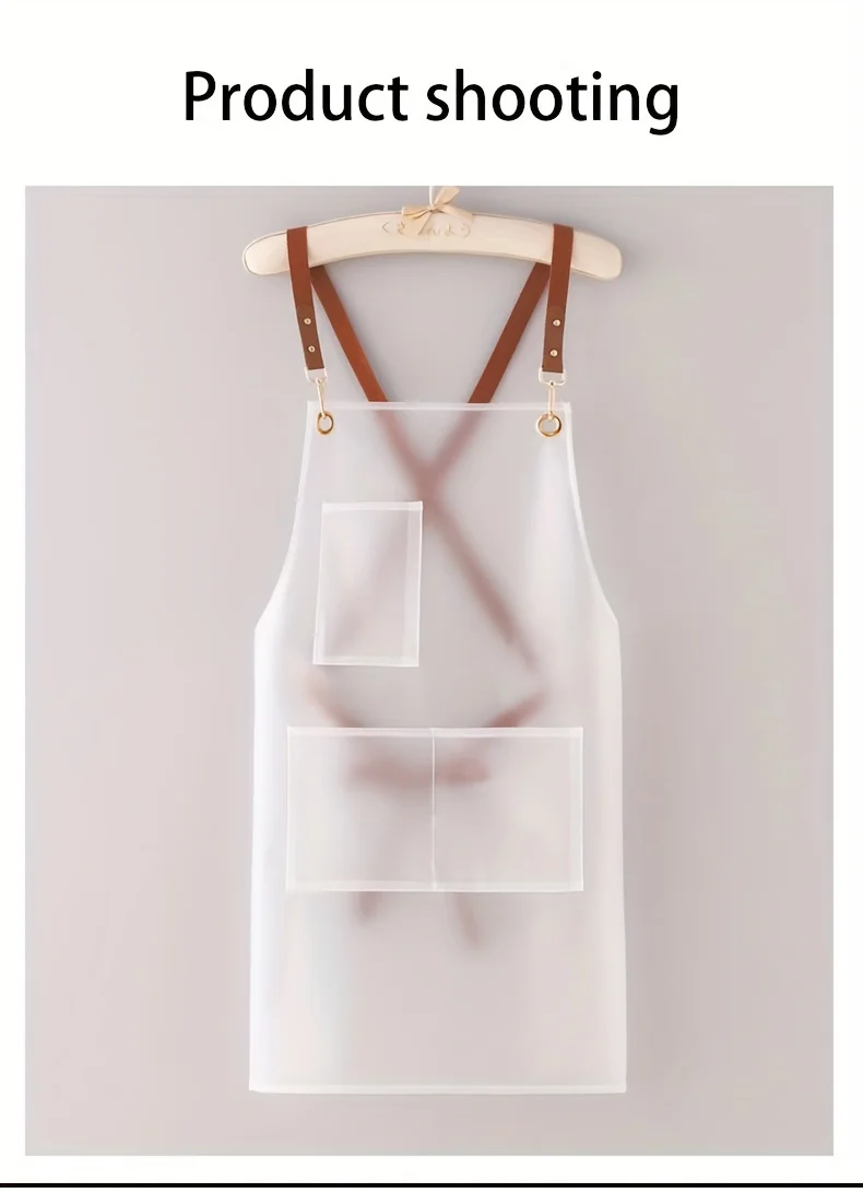 New Apron Waterproof And Oil-proof Strap Fashionable Korean-style Overalls Household Kitchen Cooking Women's TPU Work Clothes