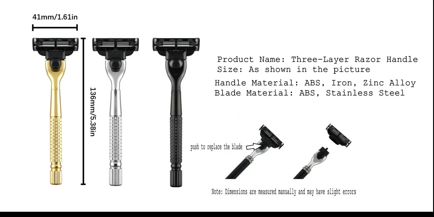 Men 's Manual Razor Handles for Mach 3 Razor Blades ,Replaceable Razor Blade Holder