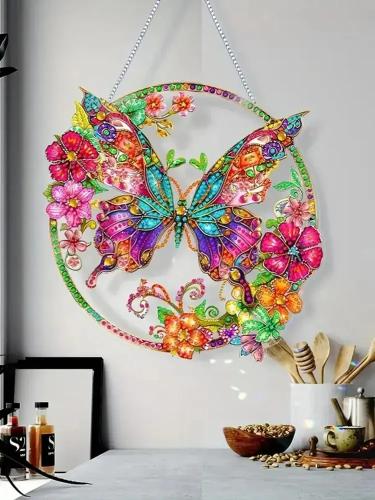 1pc/Set DIY Butterfly Diamond Painting Door Hanging Diamond Art Painting Kits Welcome