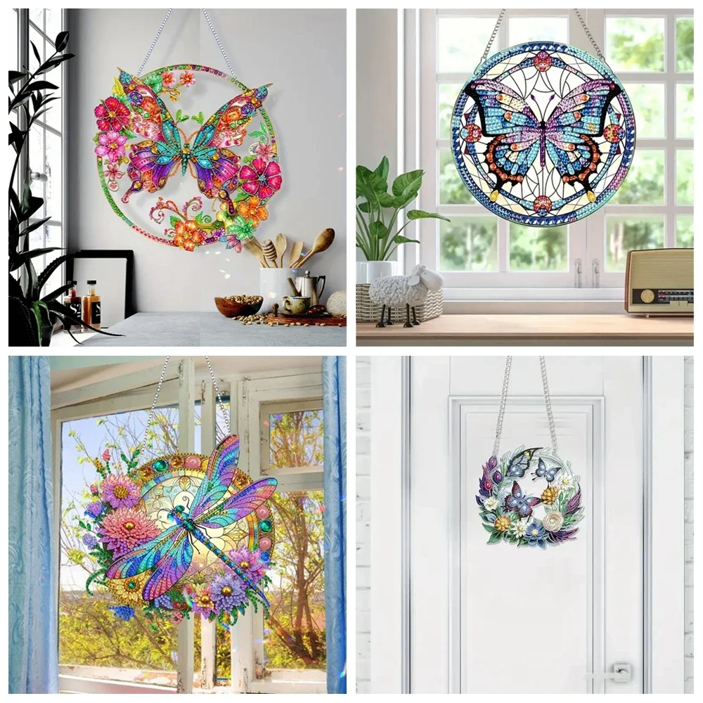 1pc/Set DIY Butterfly Diamond Painting Door Hanging Diamond Art Painting Kits Welcome