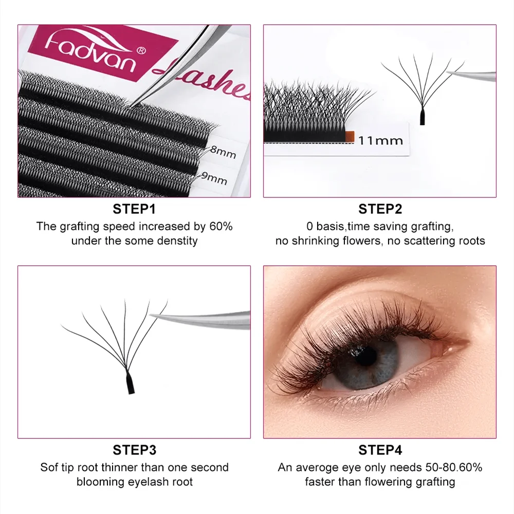 FADVAN Weave 6D W Shape D Curved Eyelash Extensions Soft Natural Professional Lashes Volume Premade Fans False Eyeashes