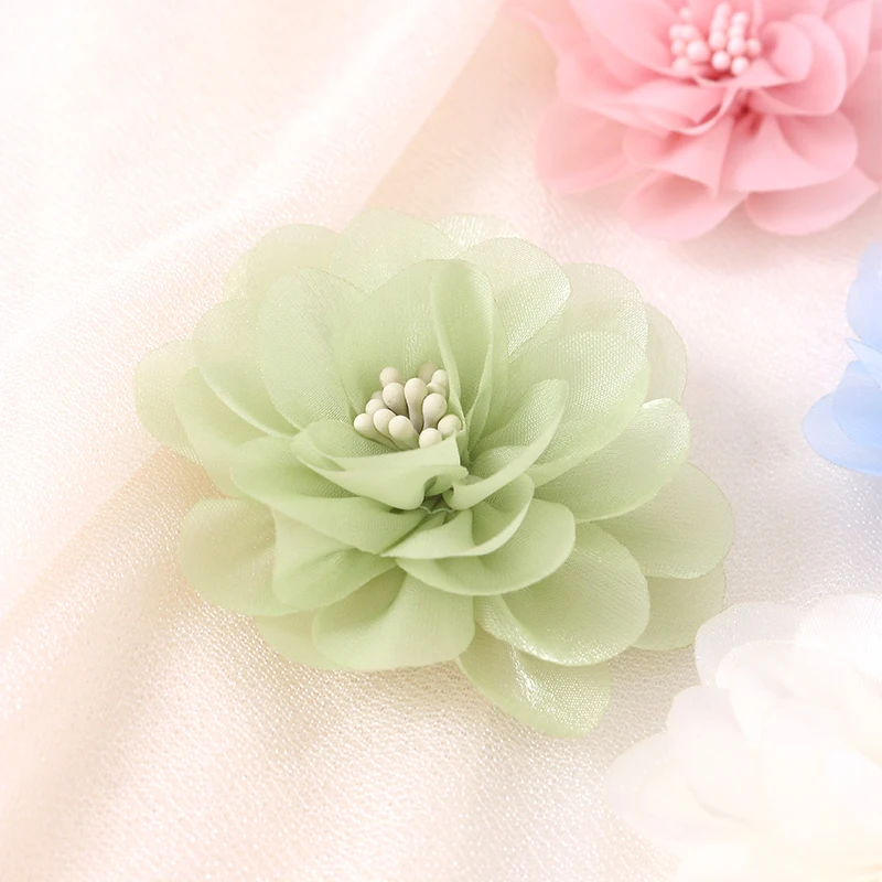 2/5Pcs 6CM Chiffon Fabric Artificial Flower For Home Room Wedding Invitation Artificial Flowers For Dress Decoration Accessories