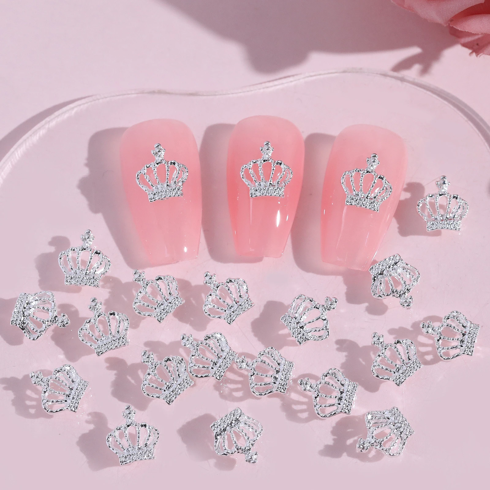 20pcs Crown Design Nail Charms With Rhinestones Nail Art Accessories Nail Art Supplies For Women And Girls Nail Art Jewelry