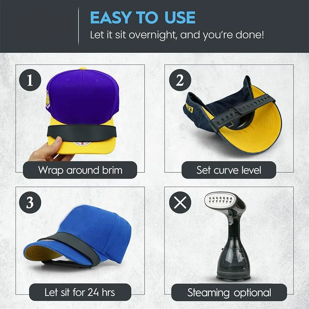 Cap Bender Hat Shaper Brim Bender with 9 Brim Curve Plastic Hat Curve Bender Reusable Hat Curving Band for Baseball Caps
