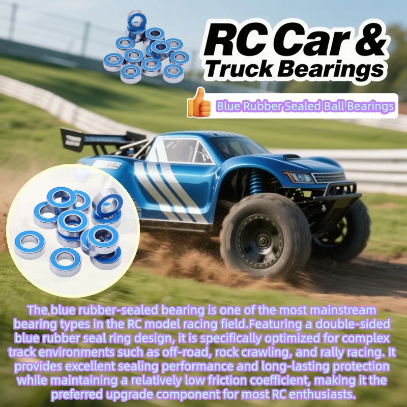 10/20Pcs MR128RS 8x12x3.5mm Blue Rubber Sealed Miniature Ball Bearings 5x10x4 5x11x4 8x16x5 10x15x4 12x18x4mm RC Car Bearing Kit