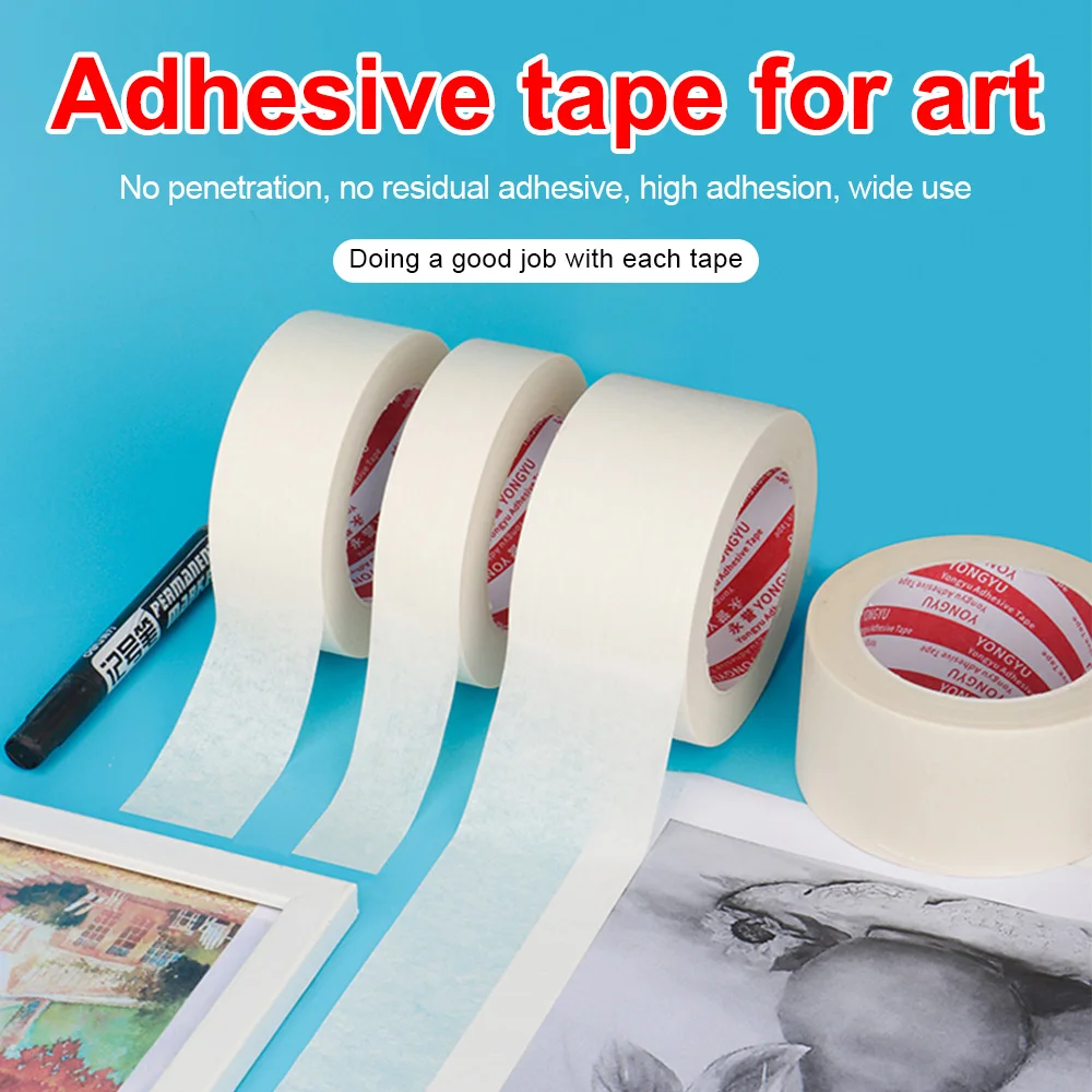 15M/50M Masking Tape White 10mm-50mm Single Side Tape Adhesive Crepe Paper for Oil Painting Sketch Drawing Supplies Car Paintin
