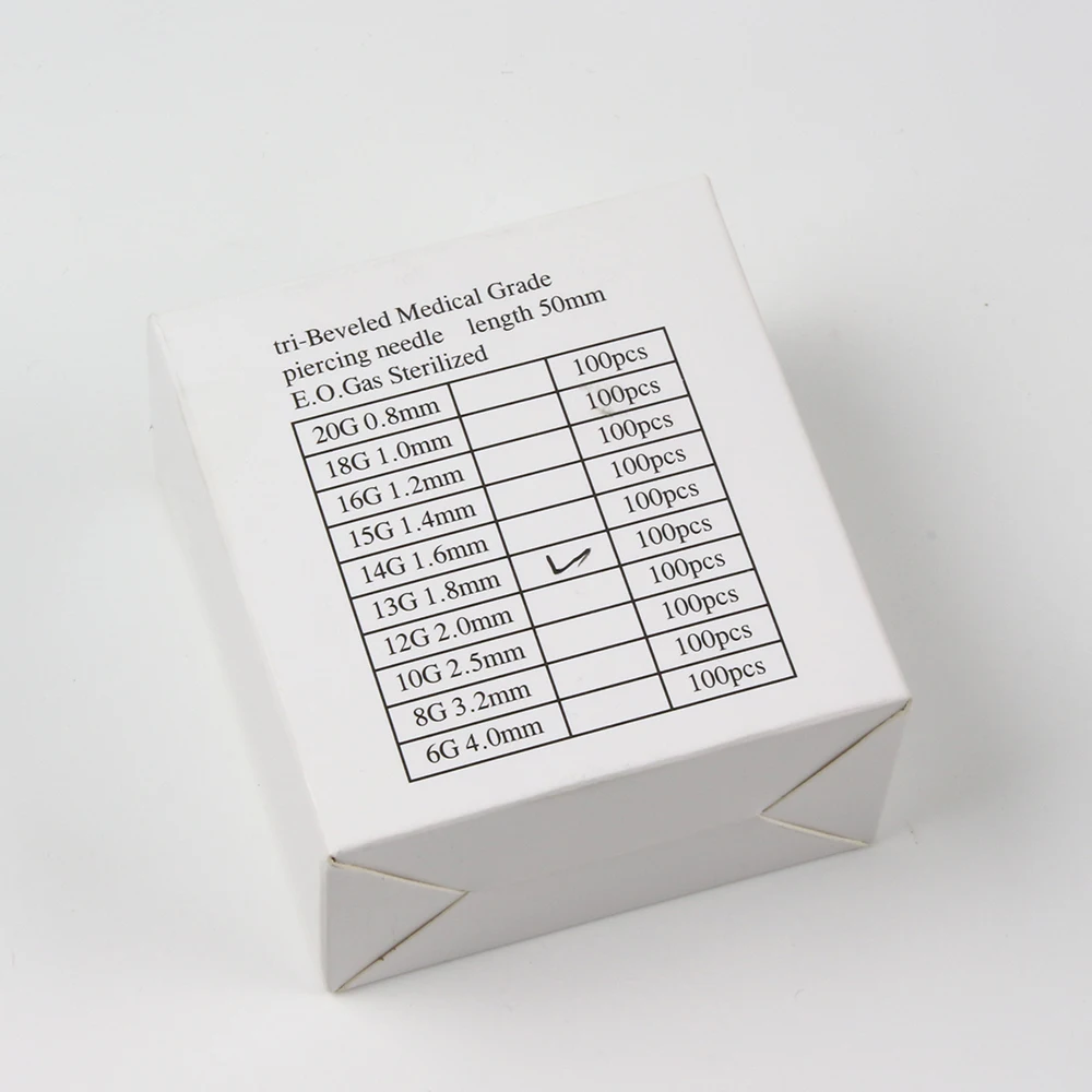 10/20/100PCS Sterile Piercing Needles Surgical Steel Body Piercing Needle Disposable 12G 14G 16G 18G 20G For Nose Lip Supply
