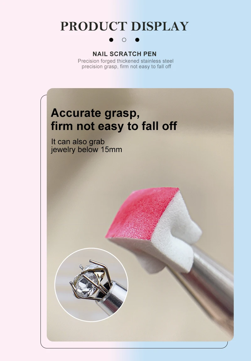 Stainless Steel Nail Art Sponge Tweezer Soft Sponge Clip Manicure Decoration Manicure Dotting Pen Polish Nail Brush Gripper Tool