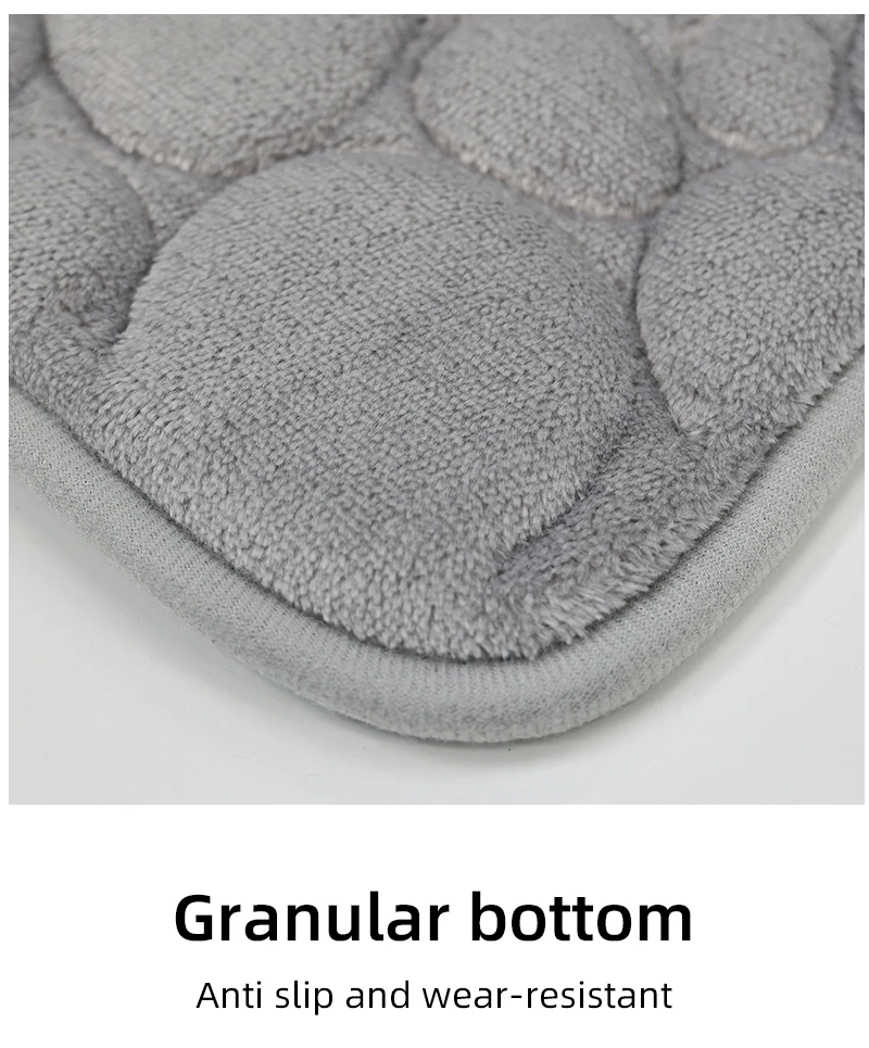 Embroidered Pebble Coral Velvet Floor Mat, Bathroom Carpet, U-shaped Sponge Absorbent Foot Mat, Door Mat, Two-piece Set